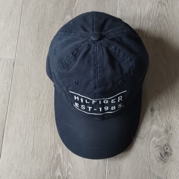 Tommy Hilfiger Hat Baseball Cap Blue White Spell Out Adjustable Strap Cotton - Picture 3 of 13